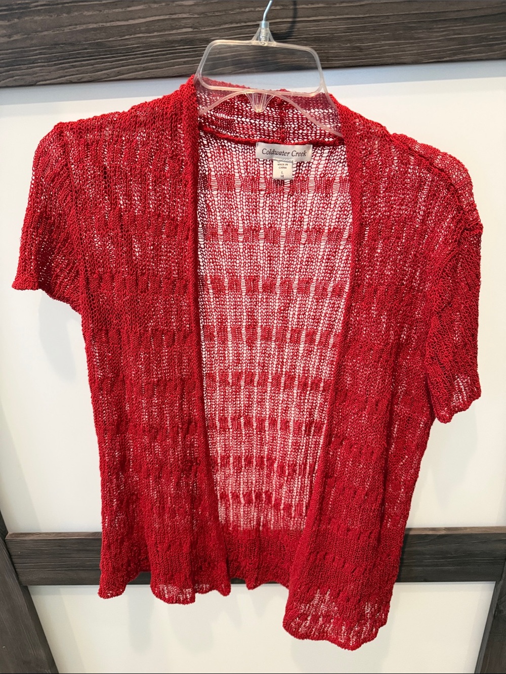 Coldwater Creek Red Open-Front Short Sleeve Cardigan